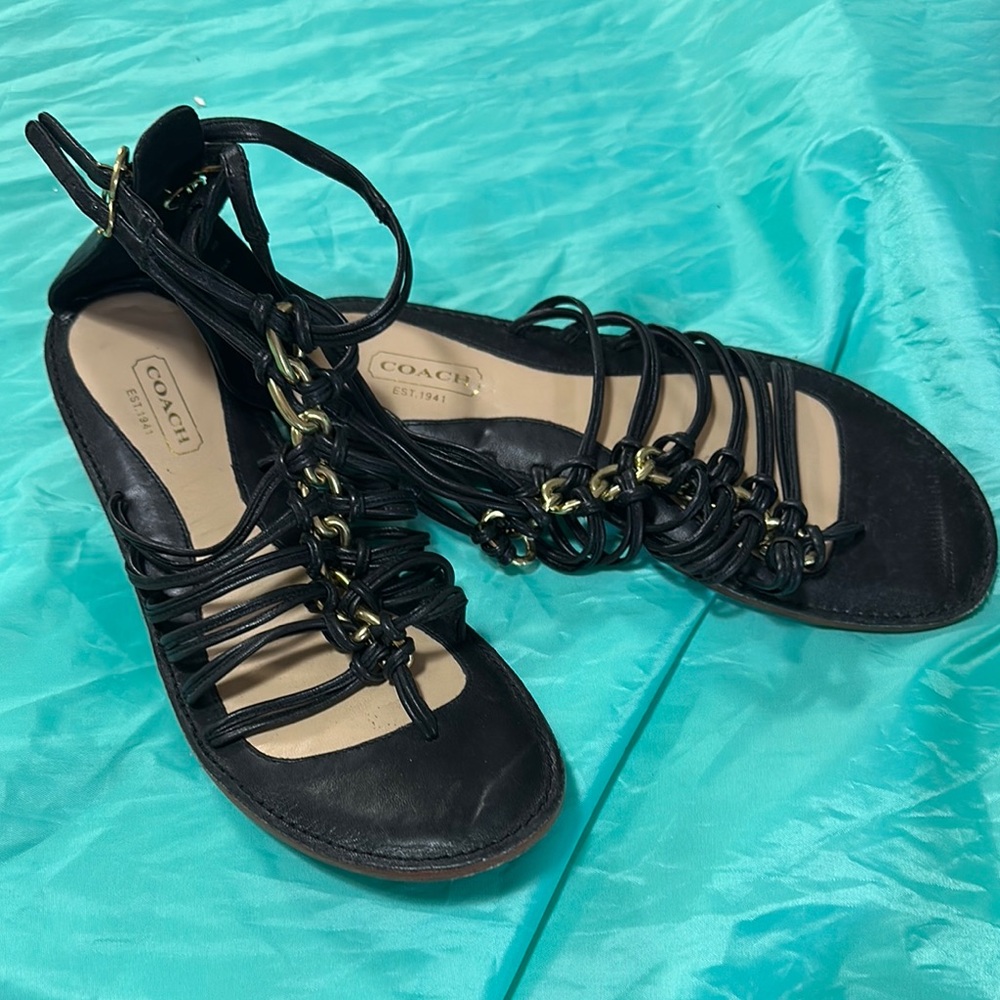 Coach Black Strappy Sandals